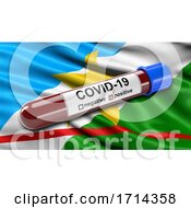 Poster, Art Print Of Brazilian State Flag Of Roraima Waving In The Wind With A Positive Covid 19 Blood Test Tube
