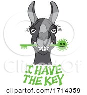 Poster, Art Print Of Black Llama With The Key Against The Coronavirus