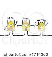 Stick People Wearing Vests And Coronavirus Masks by NL shop