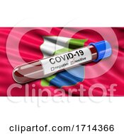 Poster, Art Print Of Italian State Flag Of Abruzzo Waving In The Wind With A Positive Covid19 Blood Test Tube