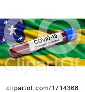 Poster, Art Print Of Brazilian State Flag Of Sergipe Waving In The Wind With A Positive Covid19 Blood Test Tube