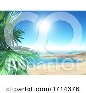 Poster, Art Print Of 3d Tropical Beach Scene With Palm Trees
