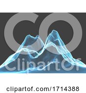 Poster, Art Print Of Abstract Background With Mountain Landscape In Wireframe
