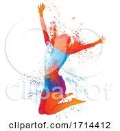 Poster, Art Print Of Happy Woman Jumping With Splatters And Splashes
