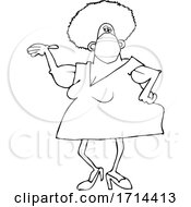 Cartoon Woman Wearing A Mask And Presenting