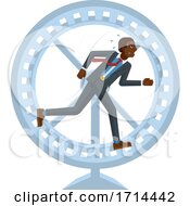 Poster, Art Print Of Tired Stressed Business Man Running Hamster Wheel