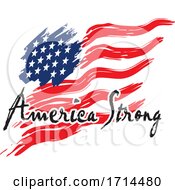 Poster, Art Print Of Waving Usa Flag And American Strong Text