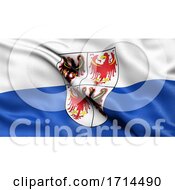 Poster, Art Print Of 3d Illustration Of The Italian State Flag Of Trentino-South Tyrol Waving In The Wind