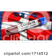 Poster, Art Print Of Italian State Flag Of Piedmont Waving In The Wind With A Positive Covid 19 Blood Test Tube