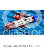 Poster, Art Print Of Italian State Flag Of Molise Waving In The Wind With A Positive Covid 19 Blood Test Tube