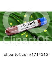 Poster, Art Print Of Flag Of The Republic Of Adygea Waving In The Wind With A Positive Covid 19 Blood Test Tube