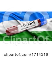 Poster, Art Print Of Flag Of The Republic Of Bashkortostan Waving In The Wind With A Positive Covid 19 Blood Test Tube