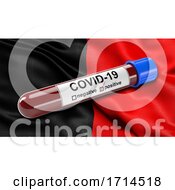 Italian State Flag Of Aosta Valley Waving In The Wind With A Positive Covid 19 Blood Test Tube