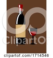 Poster, Art Print Of Vintage Wine Bottle And Glass On Brown Background