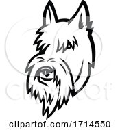 Poster, Art Print Of Scottish Terrier Head Mascot Black And White