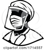 Poster, Art Print Of Medical Professional Wearing Face Mask Black And White
