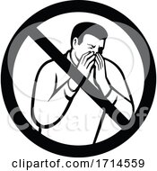 No Sneezing Or Coughing Into Hand Sign Black And White
