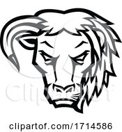 Poster, Art Print Of Half Bull Half Lion Head Black And White