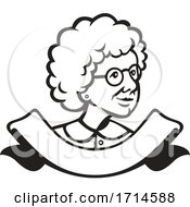 Poster, Art Print Of Black And White Granny Looking To The Side Over A Banner