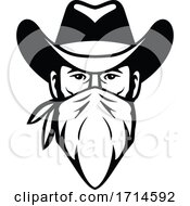 Poster, Art Print Of Bandit Outlaw Face Mask Black And White