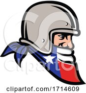 Texan Bandit Wearing Motorbike Helmet Side MASCOT