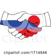 Poster, Art Print Of Japanese And Russian Flag Hands Shaking