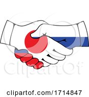 Japanese And Russian Flag Hands Shaking by Vector Tradition SM