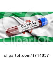 Poster, Art Print Of Flag Of The Republic Of Ingushetia Waving In The Wind With A Positive Covid 19 Blood Test Tube
