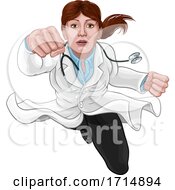 Poster, Art Print Of Doctor Woman Super Hero Medical Concept