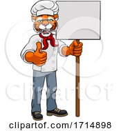 Poster, Art Print Of Tiger Chef Cartoon Restaurant Mascot Sign