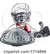 Poster, Art Print Of Wolf Chef Mascot Sign Cartoon Character