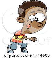Poster, Art Print Of Cartoon Boy Sneaking On His Tip Toes