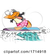 Cartoon Surfing Penguin