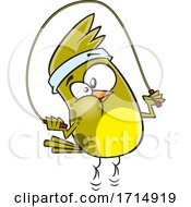 Poster, Art Print Of Cartoon Bird Working Out With A Jump Rope