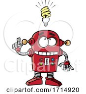 Poster, Art Print Of Cartoon Robot With An Idea