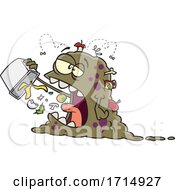 Cartoon Monster Eating Garbage