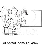 Cartoon Black And White Teacher Elephant