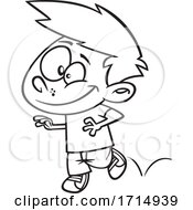 Poster, Art Print Of Cartoon Black And White Boy Hopping