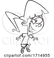 Poster, Art Print Of Cartoon Black And White Girl Sneaking On Her Tip Toes
