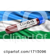 Flag Of The Kabardino Balkar Republic Waving In The Wind With A Positive Covid 19 Blood Test Tube