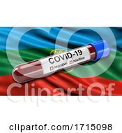 Poster, Art Print Of Flag Of The Karachay Cherkess Republic Waving In The Wind With A Positive Covid-19 Blood Test Tube