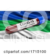 Poster, Art Print Of Flag Of The Komi Republic Waving In The Wind With A Positive Covid 19 Blood Test Tube