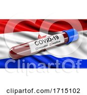 Poster, Art Print Of Flag Of The Republic Of Mordovia Waving In The Wind With A Positive Covid 19 Blood Test Tube