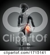 3D Medical Image With Female Figure Holding Knee In Pain