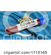 Poster, Art Print Of Flag Of Astrakhan Oblast Waving In The Wind With A Positive Covid 19 Blood Test Tube