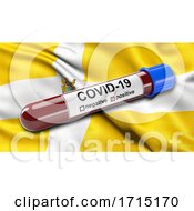 Poster, Art Print Of Flag Of Stavropol Krai Waving In The Wind With A Positive Covid 19 Blood Test Tube