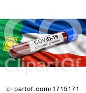 Poster, Art Print Of Flag Of The Republic Of Khakassia Waving In The Wind With A Positive Covid 19 Blood Test Tube