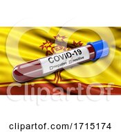 Poster, Art Print Of Flag Of The Chuvash Republic Chuvashia Waving In The Wind With A Positive Covid 19 Blood Test Tube