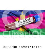 Poster, Art Print Of Flag Of Krasnodar Krai Waving In The Wind With A Positive Covid 19 Blood Test Tube