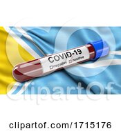 Poster, Art Print Of Flag Of The Tuva Republic Waving In The Wind With A Positive Covid 19 Blood Test Tube